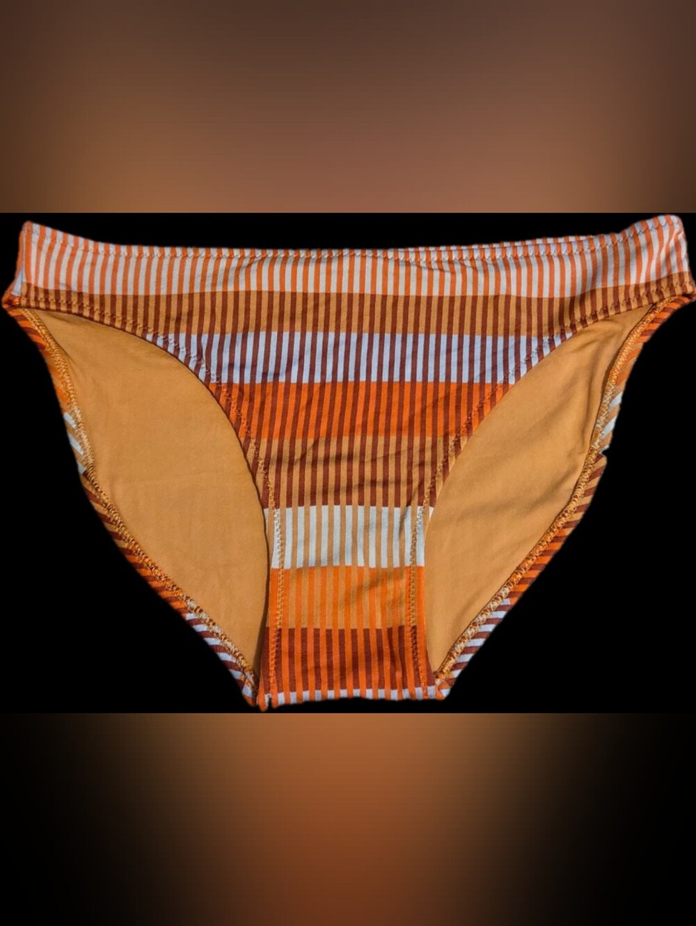 Aerie Striped Orange Bikini Bottoms Size Small